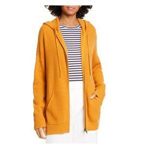 Vince Wool & Cashmere Thermal Waffle Knit Zip Hoodie In Sienna Size XXS